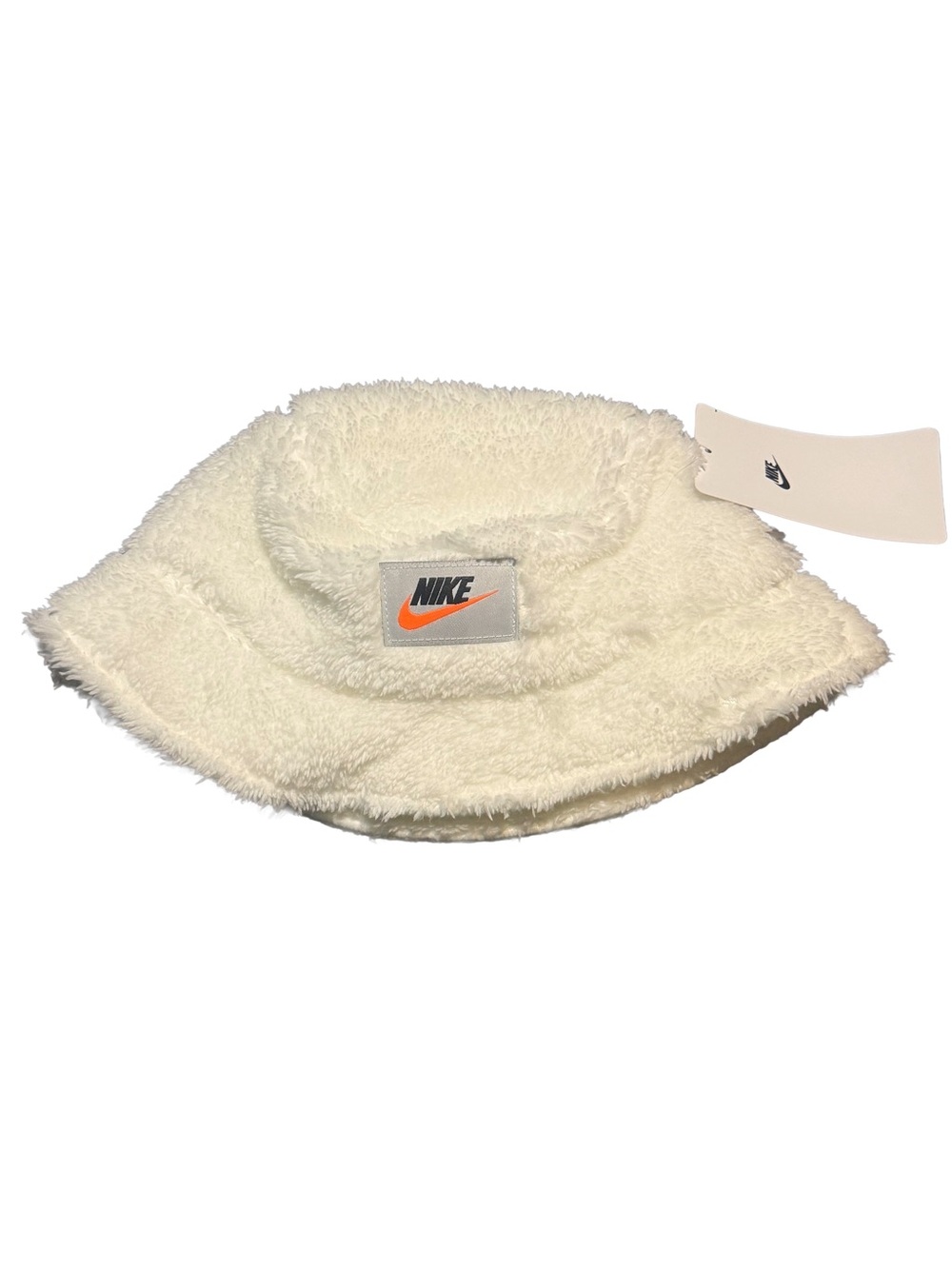 Nike Kids Sherpa Faux Fur Bucket Hat Sail Off-White Cream Youth Size 4/7 NWT